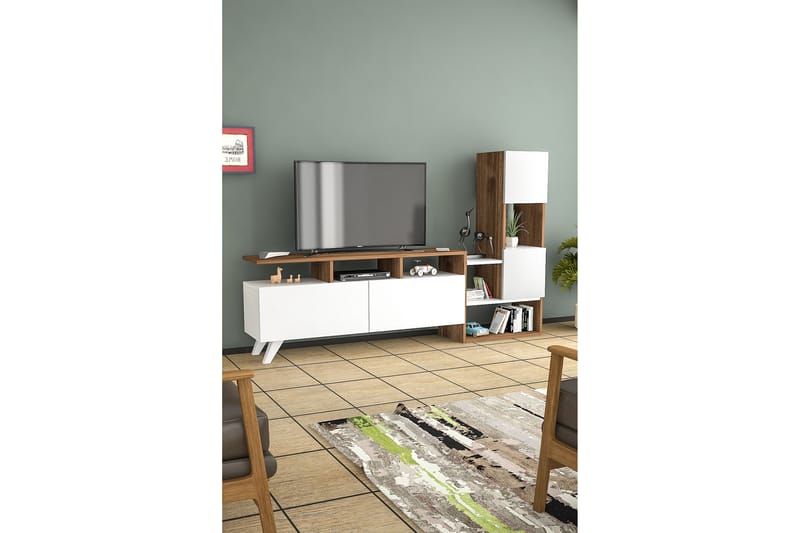 SHOWSLEY Tv-möbelset 55,4x31,6 cm Vit/Brun - Tv-möbelset