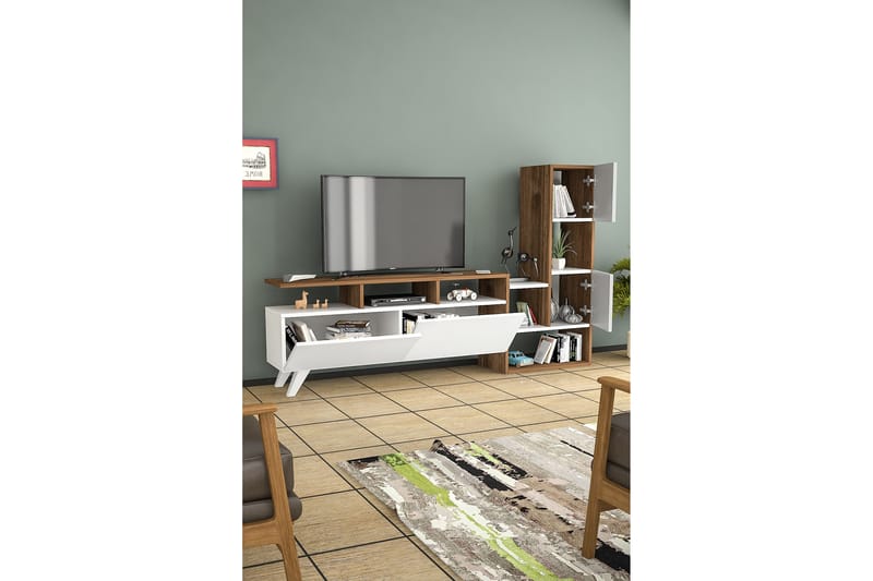 SHOWSLEY Tv-möbelset 55,4x31,6 cm Vit/Brun - Tv-möbelset