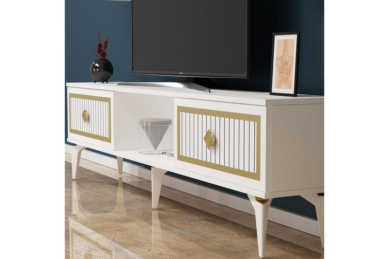 Sivaji Tv-bänk 150 cm - Guld/Vit - Möbler - Vardagsrum - Tv-möbler & mediamöbler - Tv-bänkar
