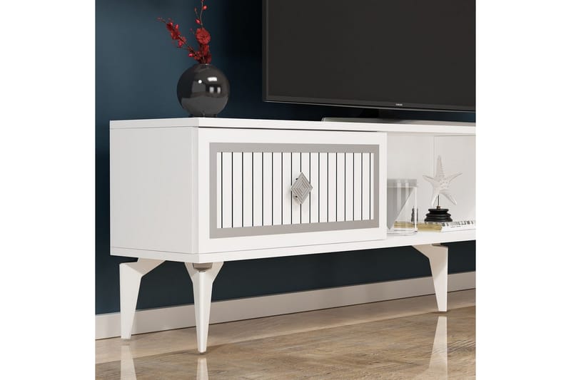 Sivaji Tv-bänk 150 cm - Vit/Silver - Möbler - Vardagsrum - Tv-möbler & mediamöbler - Tv-bänkar