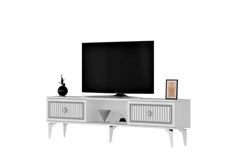 Sivaji Tv-bänk 150 cm - Vit/Silver - Möbler - Vardagsrum - Tv-möbler & mediamöbler - Tv-bänkar