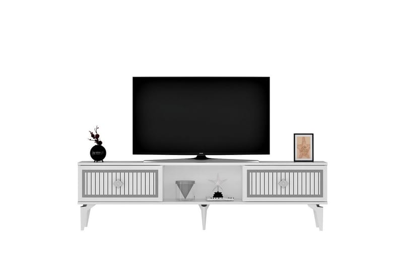 Sivaji Tv-bänk 150 cm - Vit/Silver - Möbler - Vardagsrum - Tv-möbler & mediamöbler - Tv-bänkar