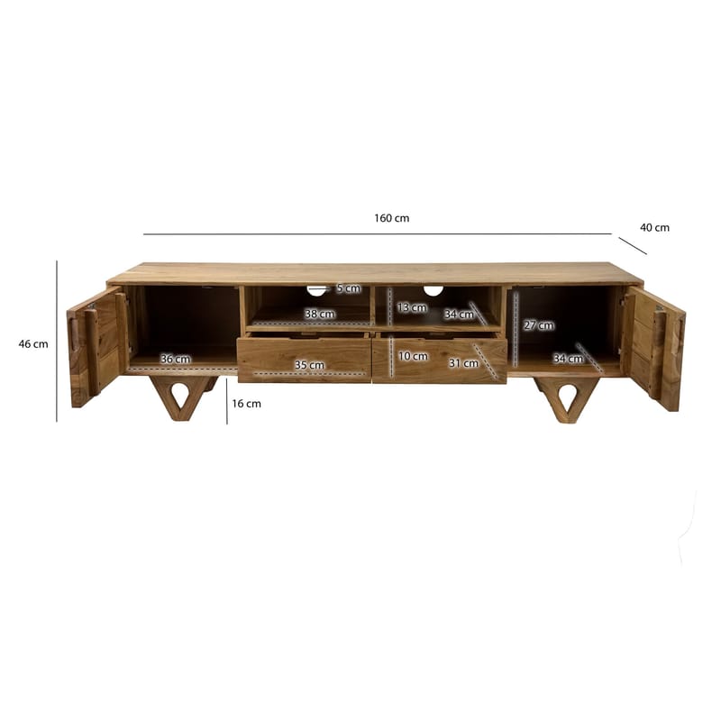 Sorric TV-bänk 160 cm - Varm ljusbrun - Möbler - Vardagsrum - Tv-möbler & mediamöbler - Tv-bänkar