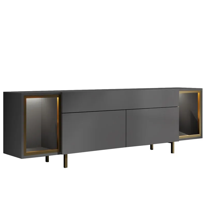 Sosan TV-bänk 180x55x32 cm, Antracit/Guld