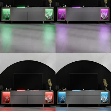 Sosan TV-bänk 180x55x32 cm - Antracit/Guld - Möbler - Vardagsrum - Tv-möbler & mediamöbler - Tv-bänkar
