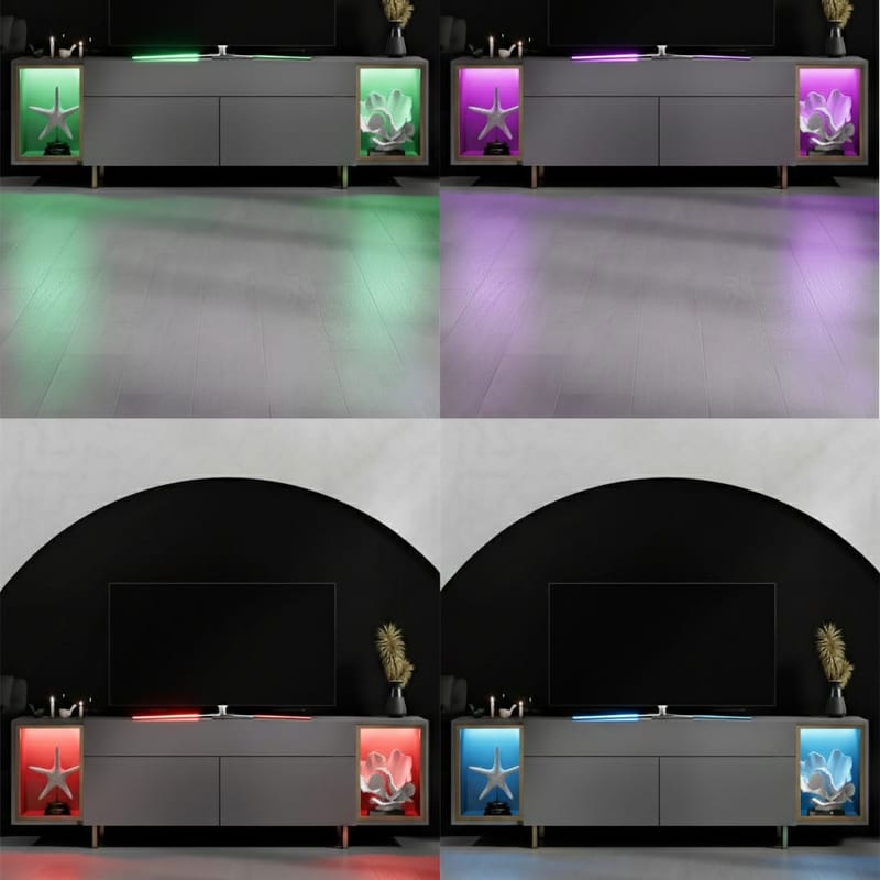 Sosan TV-bänk 180x55x32 cm - Antracit/Guld - Möbler - Vardagsrum - Tv-möbler & mediamöbler - Tv-bänkar
