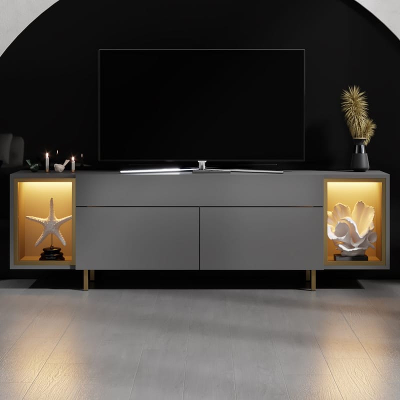 Sosan TV-bänk 180x55x32 cm - Antracit/Guld - Möbler - Vardagsrum - Tv-möbler & mediamöbler - Tv-bänkar