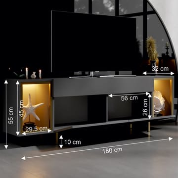 Sosan TV-bänk 180x55x32 cm - Antracit/Guld - Möbler - Vardagsrum - Tv-möbler & mediamöbler - Tv-bänkar