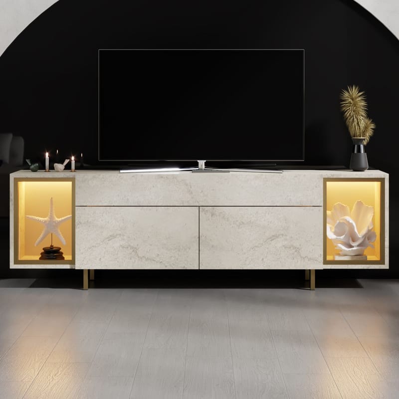 Sosan TV-bänk 180x55x32 cm - Travertin/guld - Möbler - Vardagsrum - Tv-möbler & mediamöbler - Tv-bänkar
