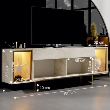 Sosan TV-bänk 180x55x32 cm - Travertin/guld - Möbler - Vardagsrum - Tv-möbler & mediamöbler - Tv-bänkar