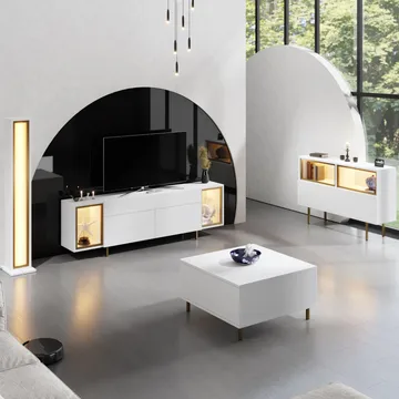 Sosan TV-bänk 180x55x32 cm - Vit och guld - Möbler - Vardagsrum - Tv-möbler & mediamöbler - Tv-bänkar