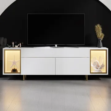 Sosan TV-bänk 180x55x32 cm - Vit och guld - Möbler - Vardagsrum - Tv-möbler & mediamöbler - Tv-bänkar