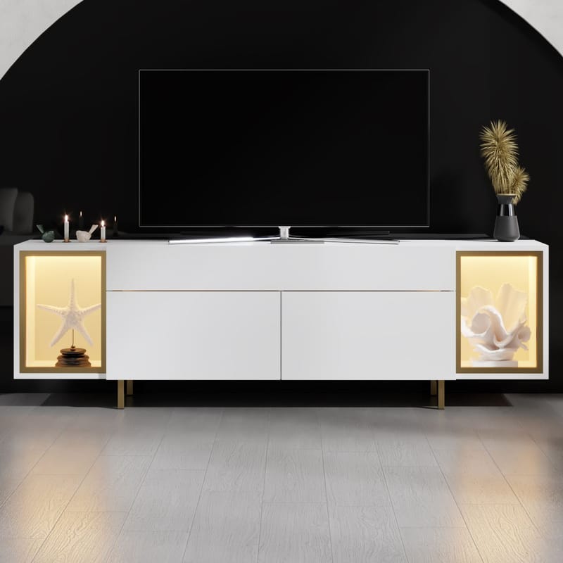 Sosan TV-bänk 180x55x32 cm - Vit och guld - Möbler - Vardagsrum - Tv-möbler & mediamöbler - Tv-bänkar