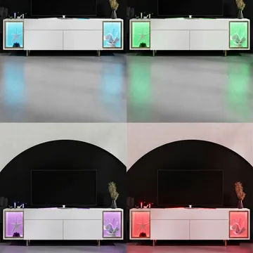 Sosan TV-bänk 180x55x32 cm - Vit och guld - Möbler - Vardagsrum - Tv-möbler & mediamöbler - Tv-bänkar