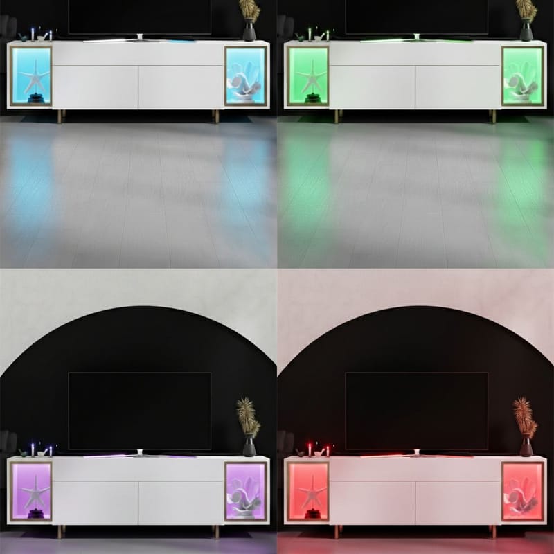 Sosan TV-bänk 180x55x32 cm - Vit och guld - Möbler - Vardagsrum - Tv-möbler & mediamöbler - Tv-bänkar