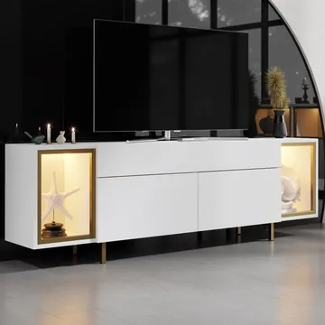 Sosan TV-bänk 180x55x32 cm - Vit och guld - Möbler - Vardagsrum - Tv-möbler & mediamöbler - Tv-bänkar