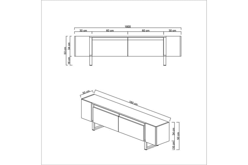 Sozi Tv-bänk 180 cm - Silver/Grå - Möbler - Vardagsrum - Tv-möbler & mediamöbler - Tv-bänkar
