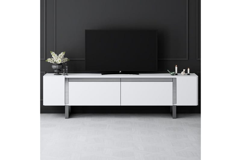 Sozi Tv-bänk 180 cm - Vit/Silver - Möbler - Vardagsrum - Tv-möbler & mediamöbler - Tv-bänkar