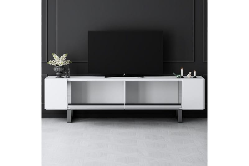 Sozi Tv-bänk 180 cm - Vit/Silver - Möbler - Vardagsrum - Tv-möbler & mediamöbler - Tv-bänkar