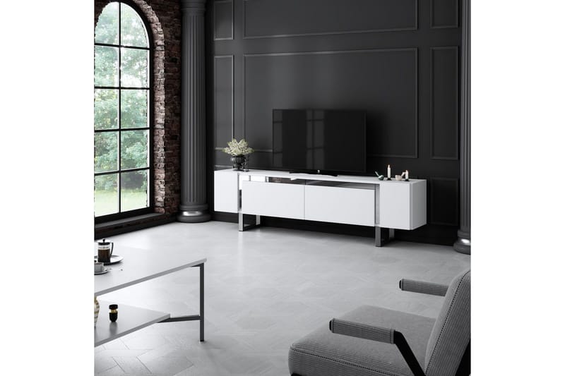 Sozi Tv-bänk 180 cm - Vit/Silver - Möbler - Vardagsrum - Tv-möbler & mediamöbler - Tv-bänkar