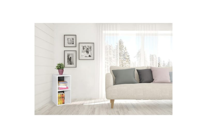 Stående hylla Wohnling melaminbelagd spånskiva med förvaringsutrymme, modern stil Vit, svart - Vit, svart - Möbler - Vardagsrum - Tv-möbler & mediamöbler - Tv-hylla