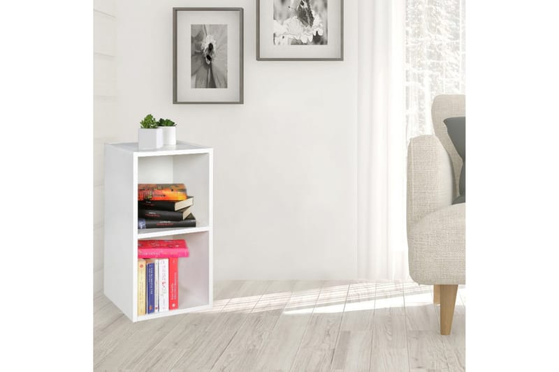 Stående hylla Wohnling melaminbelagd spånskiva med förvaringsutrymme, modern stil Vit - Vit - Möbler - Vardagsrum - Tv-möbler & mediamöbler - Tv-hylla