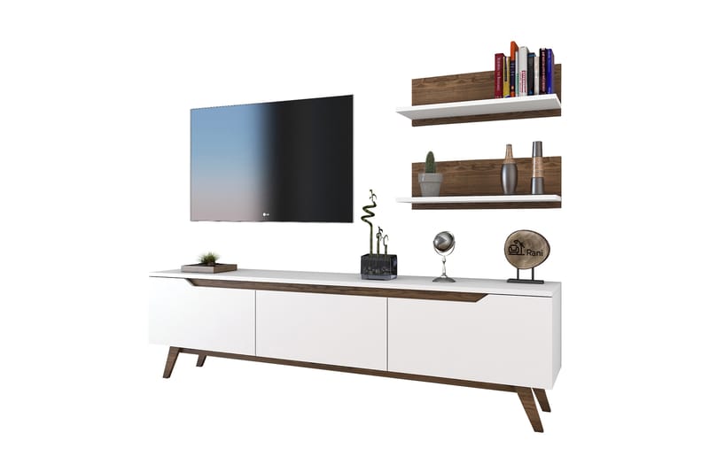STIMMERBO TV-Möbelset 180 cm Vit/Brun - Tv-möbelset