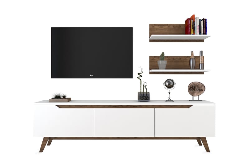 STIMMERBO TV-Möbelset 180 cm Vit/Brun - Tv-möbelset