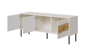 Stintino Golvstående Tv Bänk 144 cm med Förvaring i Mörkt Trä - Svart - Möbler - Vardagsrum - Tv-möbler & mediamöbler - Tv-bänkar