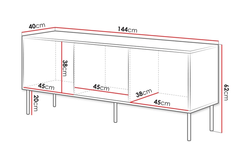 Stintino Tv-bänk 144x40 cm - Grå - Möbler - Vardagsrum - Tv-möbler & mediamöbler - Tv-bänkar