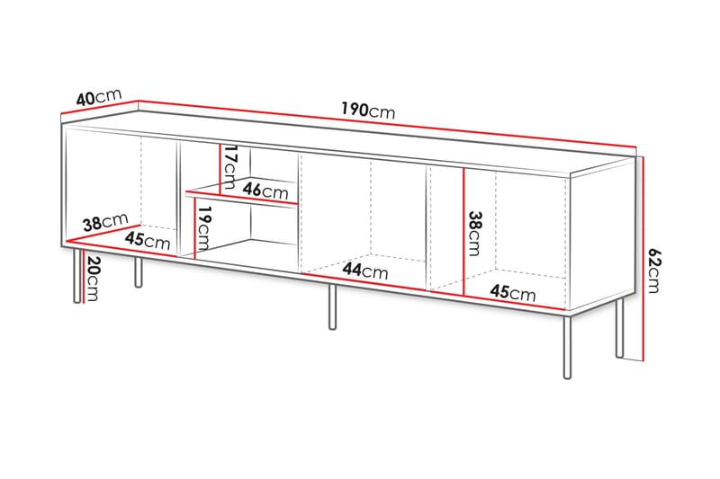 Stintino Tv-bänk 190x40 cm - Svart/Brun - Möbler - Vardagsrum - Tv-möbler & mediamöbler - Tv-bänkar
