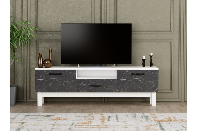 SUZI Tv-bänk 150x35,3 cm Vit/Svart - Möbler - Vardagsrum - Tv-möbler & mediamöbler - Tv-bänkar