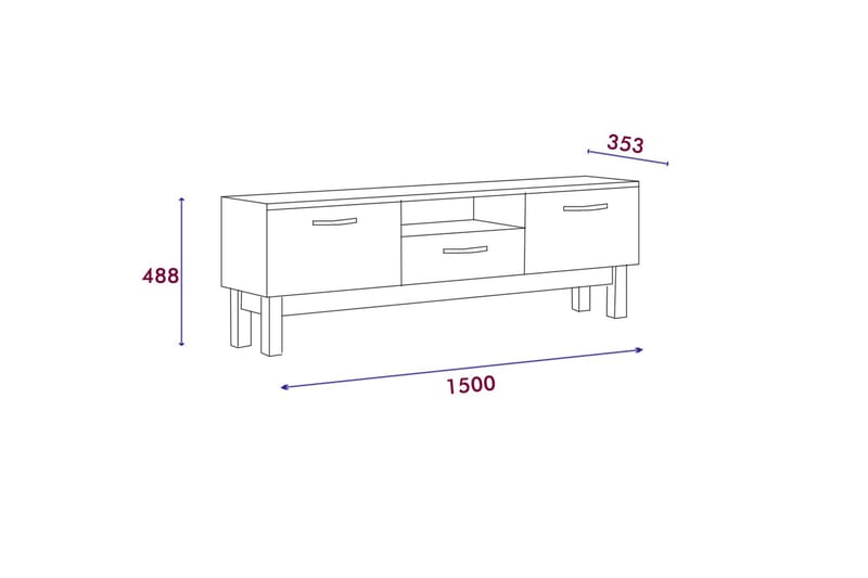 SUZI Tv-bänk 150x35,3 cm Vit/Svart - Tv-bänkar