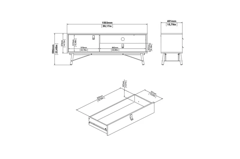 Tadami Tv-bänk 150 cm - Natur - Möbler - Vardagsrum - Tv-möbler & mediamöbler - Tv-bänkar