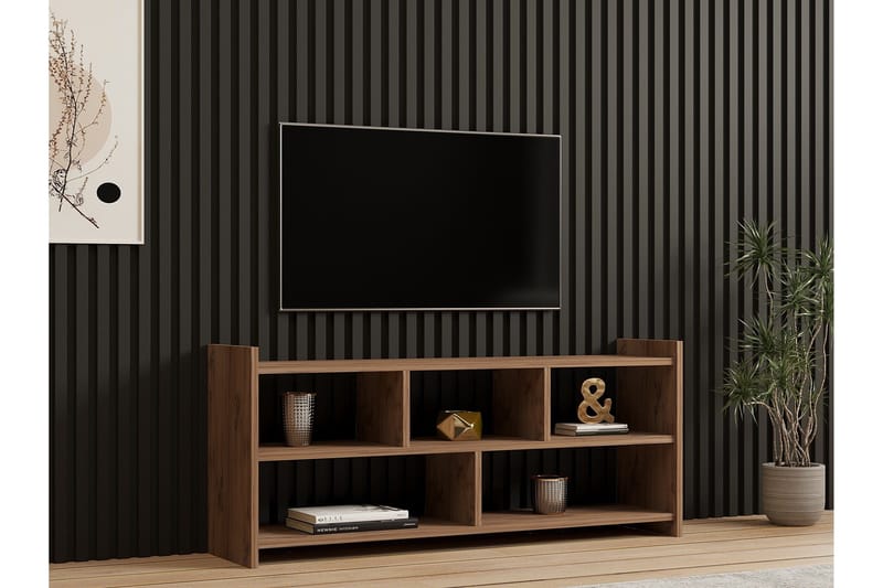 Taharoa Golvstående Tv Bänk 120 cm med Förvaring i Mörkt Trä - Brun - Möbler - Vardagsrum - Tv-möbler & mediamöbler - Tv-bänkar