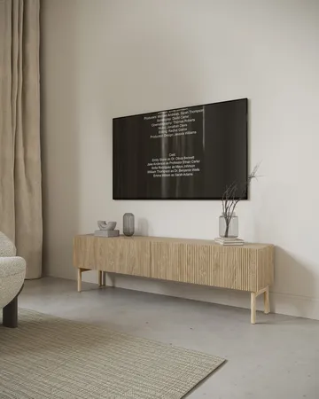 Takayo Golvstående Tv Bänk 175 cm med Förvaring i Ek - Beige - Möbler - Vardagsrum - Tv-möbler & mediamöbler - Tv-bänkar