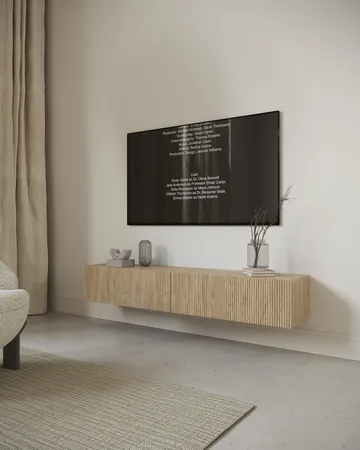 Takayo Vägghängd Tv Bänk 176 cm med Förvaring i Ek - Ljusbrun - Möbler - Vardagsrum - Tv-möbler & mediamöbler - Tv-bänkar