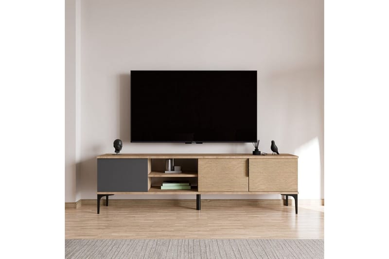 Tarz Tv-bänk 180 cm - Mediumfärgat trä/Antracit - Möbler - Vardagsrum - Tv-möbler & mediamöbler - Tv-bänkar