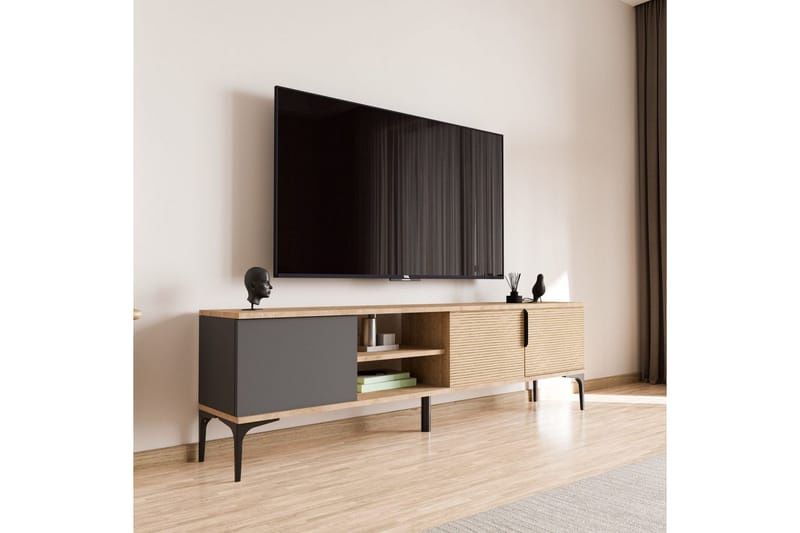 Tarz Tv-bänk 180 cm - Mediumfärgat trä/Antracit - Möbler - Vardagsrum - Tv-möbler & mediamöbler - Tv-bänkar