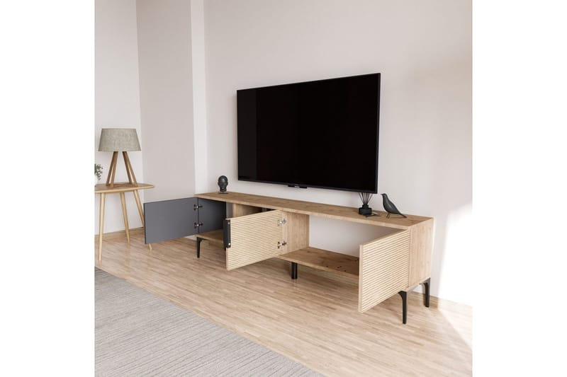 Tarz Tv-bänk 180 cm - Mediumfärgat trä/Antracit - Möbler - Vardagsrum - Tv-möbler & mediamöbler - Tv-bänkar