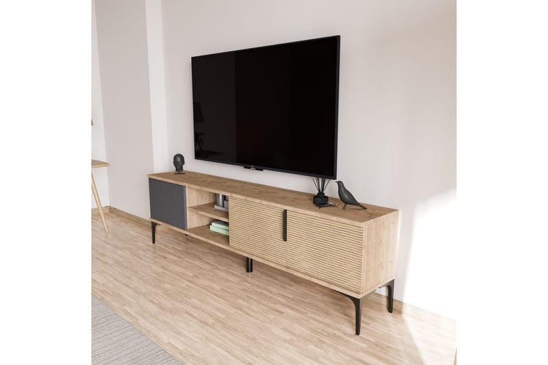 Tarz Tv-bänk 180 cm - Mediumfärgat trä/Antracit - Möbler - Vardagsrum - Tv-möbler & mediamöbler - Tv-bänkar