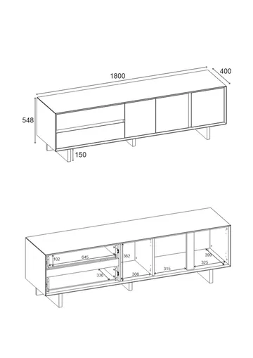 Tavon TV-bänk 180x55x45 cm - Milano-valnöt - Möbler - Vardagsrum - Tv-möbler & mediamöbler - Tv-bänkar