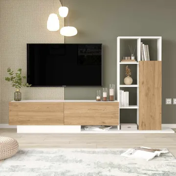 Tavren TV-bänk 201,2x123,6x29,5 cm - Naturlig och vit - Möbler - Vardagsrum - Tv-möbler & mediamöbler - Tv-bänkar