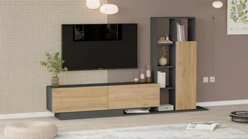 Tavren TV-bänk 201,2x123,6x29,5 cm - Naturlig/Antracit - Möbler - Vardagsrum - Tv-möbler & mediamöbler - Tv-skåp