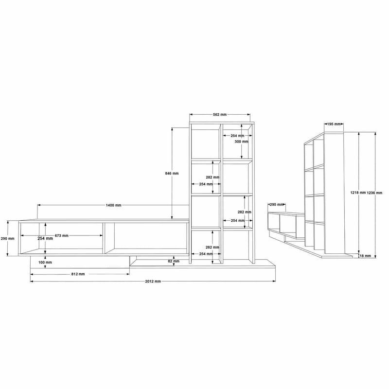 Tavren TV-bänk 201,2x123,6x29,5 cm - Naturlig/Antracit - Möbler - Vardagsrum - Tv-möbler & mediamöbler - Tv-skåp