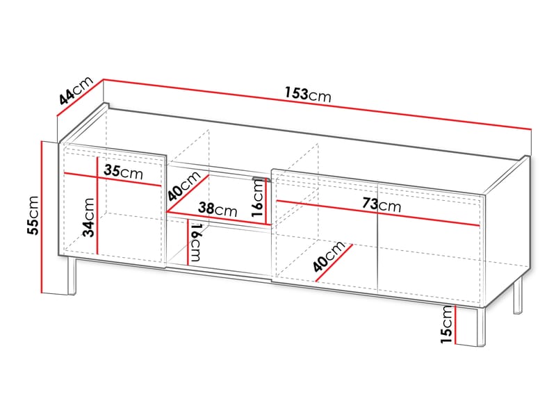 Tavrin Tv-bänk 153 cm - Svart - M�öbler - Vardagsrum - Tv-möbler & mediamöbler - Tv-bänkar