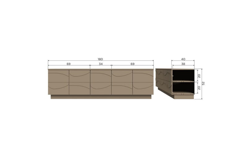 Teo Golvstående TV-bänk 180 cm med Förvaring i Målat Trä - Beige - Möbler - Vardagsrum - Tv-möbler & mediamöbler - Tv-bänkar