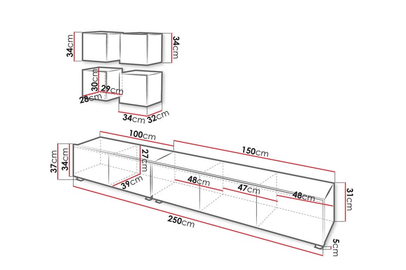 Tessan Tv-möbelset - Svart - Möbler - Vardagsrum - Tv-möbler & mediamöbler - Tv-möbelset