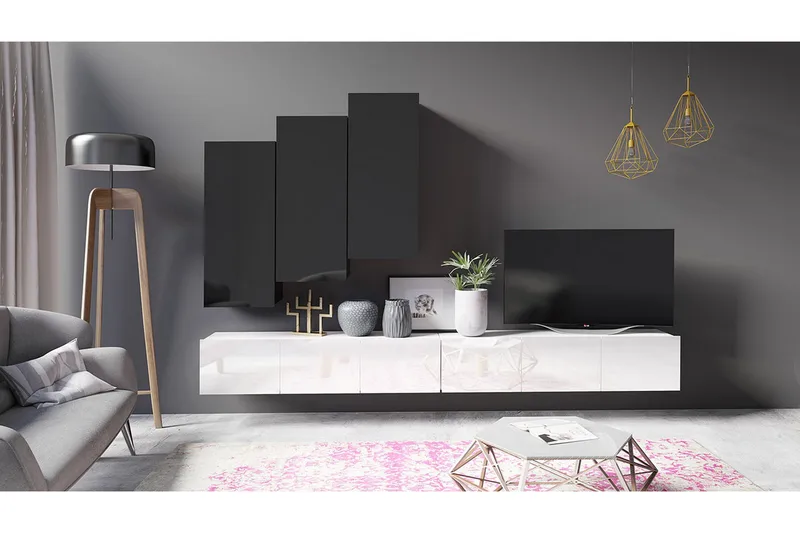 Tessan Tv-möbelset - Svart/Vit - Möbler - Vardagsrum - Tv-möbler & mediamöbler - Tv-möbelset