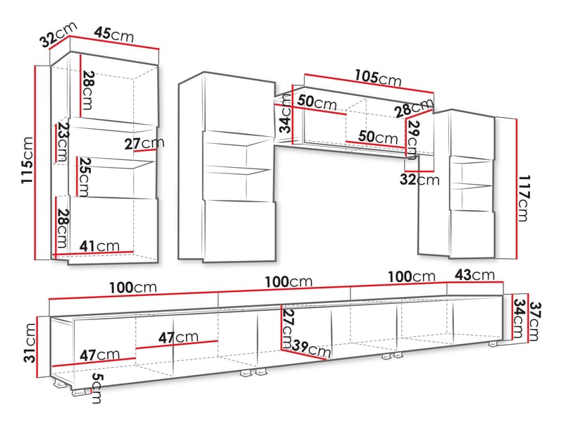 Tessan Tv väggenhet - brun - Möbler - Vardagsrum - Tv-möbler & mediamöbler - Tv-möbelset